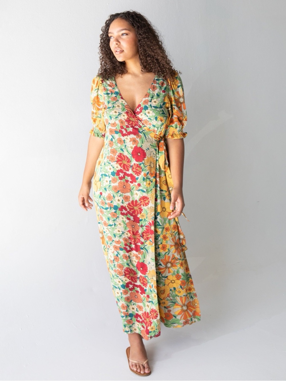 NWT Natural Life Sophia Floral Wrap Maxi Dress Sz Small